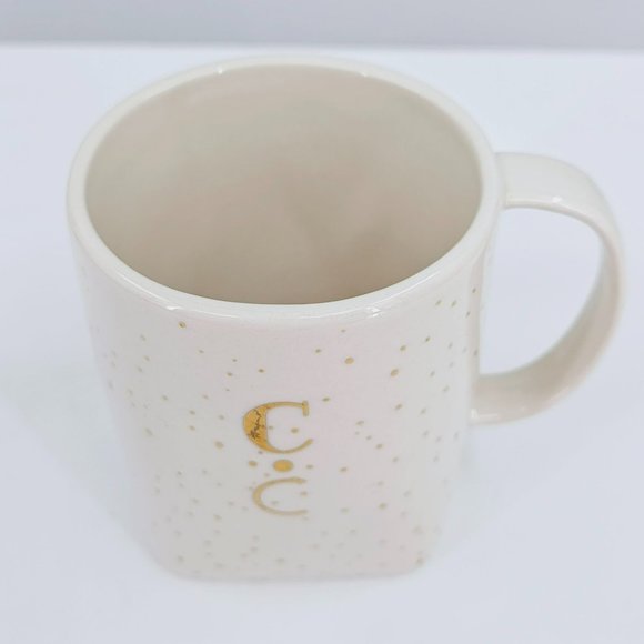 Anthropologie Mug Gold Glitter Gilded Shape Monogrammed C Coffee Tea Cocoa Cup - Picture 3 of 11